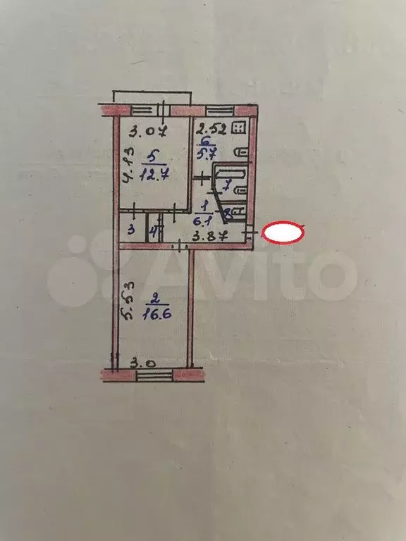 2-к. квартира, 46,5 м, 5/5 эт. - Фото 0