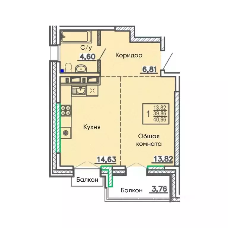 Свободной планировки кв. Бурятия, Улан-Удэ Энергетик мкр,  (40.96 м) - Фото 1