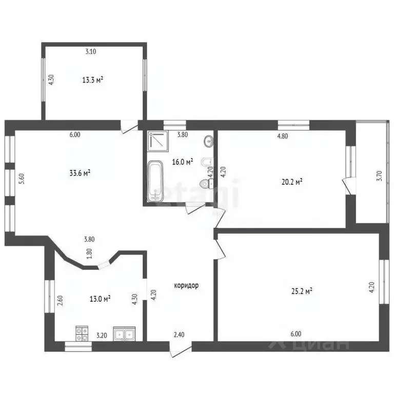 3-к кв. Тюменская область, Тюмень ул. Александра Логунова, 11 (130.8 ... - Фото 2