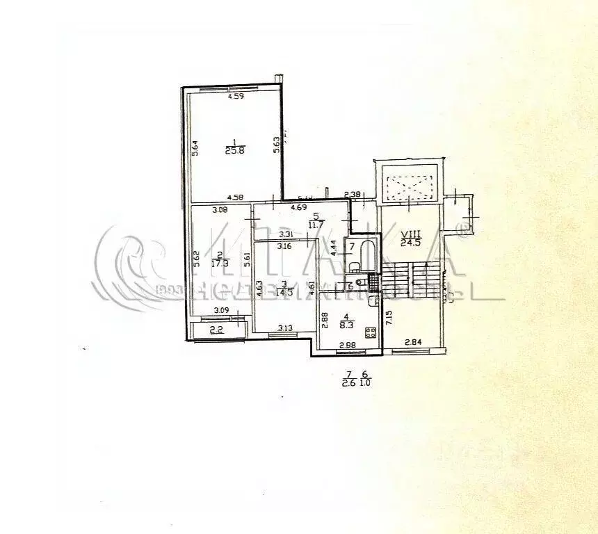 Квартира, 3 комнаты, 81.2 м - Фото 1