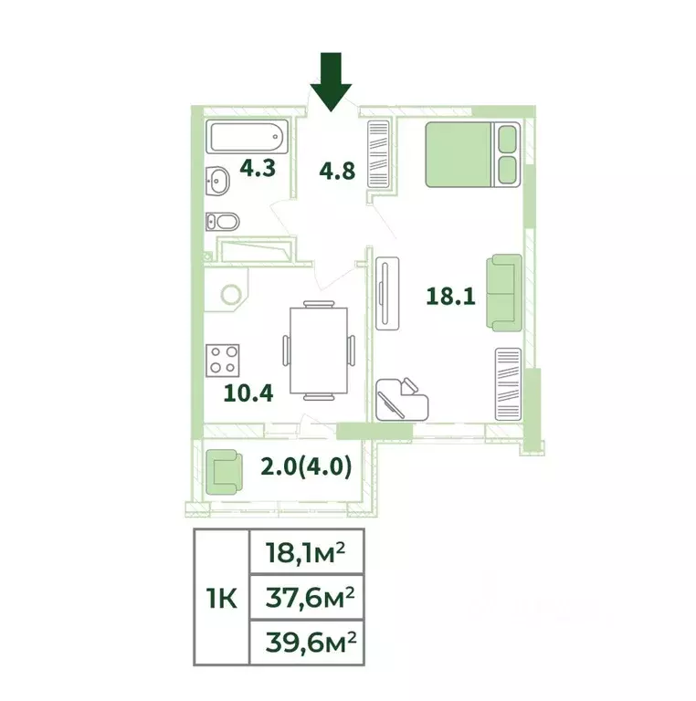 1-к кв. Крым, Симферопольский район, с. Мирное, Жигулина Роща мкр  ... - Фото 1
