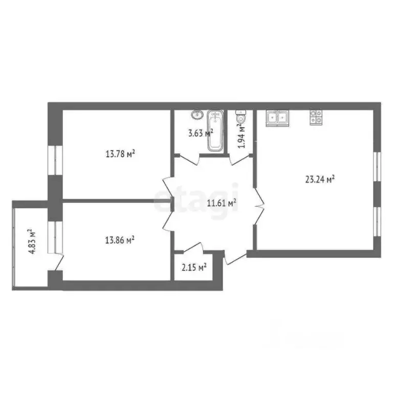 2-к кв. Вологодская область, Вологда ул. Панкратова, 40 (71.2 м) - Фото 2