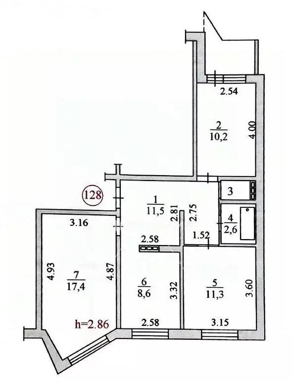 3-к кв. Архангельская область, Архангельск ул. Попова, 24 (63.2 м) - Фото 1