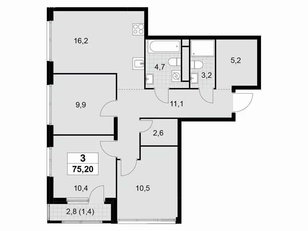 3-комнатная квартира: Москва, Бартеневская улица, 18к1 (75.2 м) - Фото 1