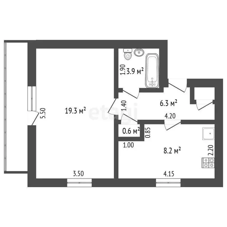 1-комнатная квартира: Ишим, улица Красина, 44А (37.8 м) - Фото 0