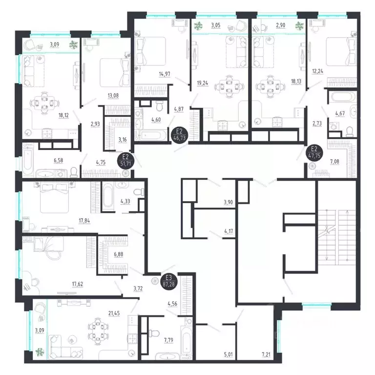 2-к кв. Тульская область, Тула  (87.28 м) - Фото 1