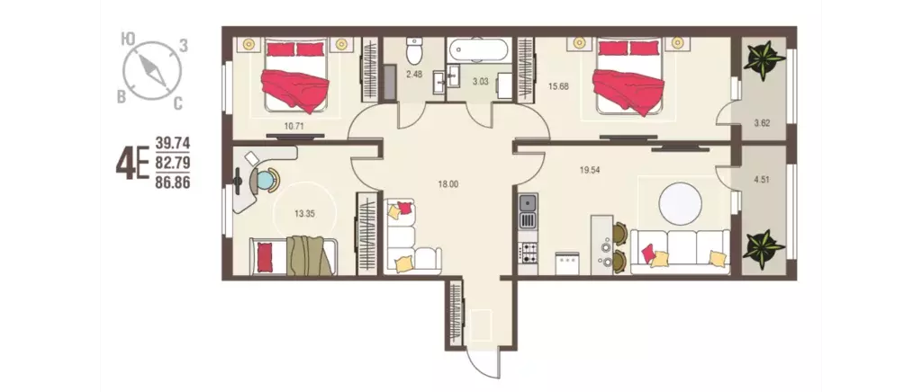 Продаётся 3-к квартира, 86.86 м - Фото 0