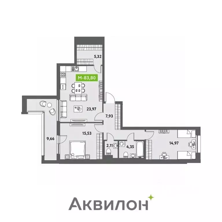 3-к кв. Санкт-Петербург ул. Среднерогатская, 11к2 (79.3 м) - Фото 0