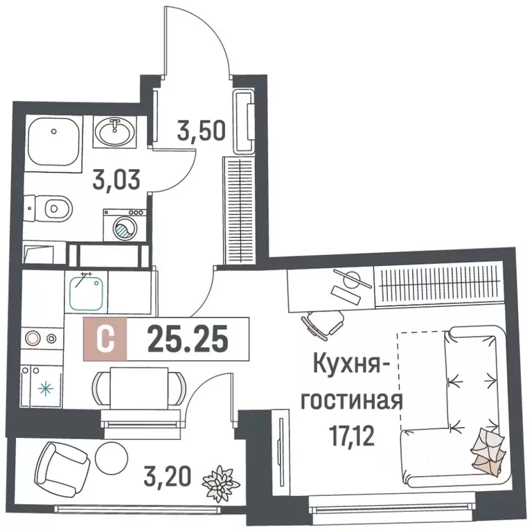 Студия Ленинградская область, Мурино Всеволожский район, Авиатор жилой ... - Фото 0