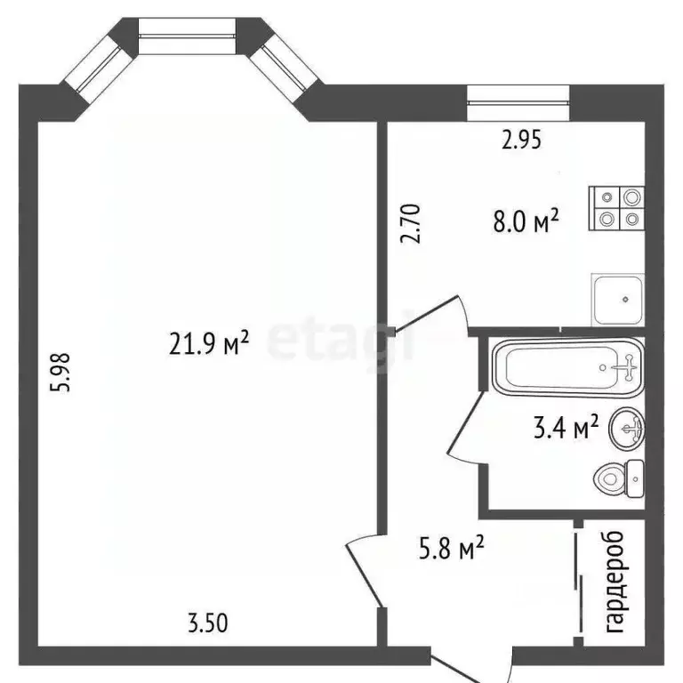 1-к кв. Ямало-Ненецкий АО, Новый Уренгой Юбилейная ул., 1 (39.6 м) - Фото 2