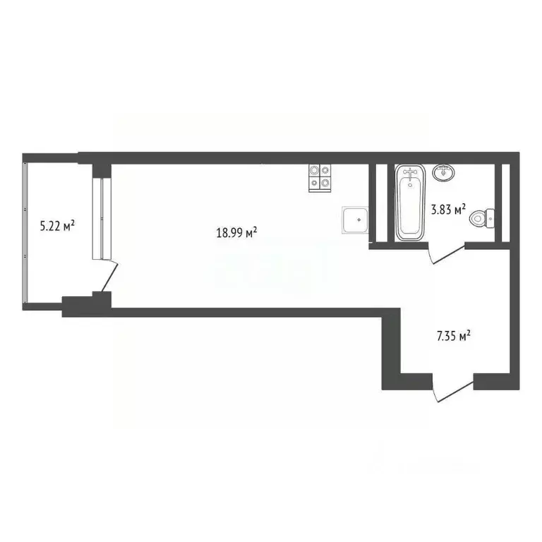 Студия Тюменская область, Тюмень ул. Краснооктябрьская, 4Ак1 (29.9 м) - Фото 2