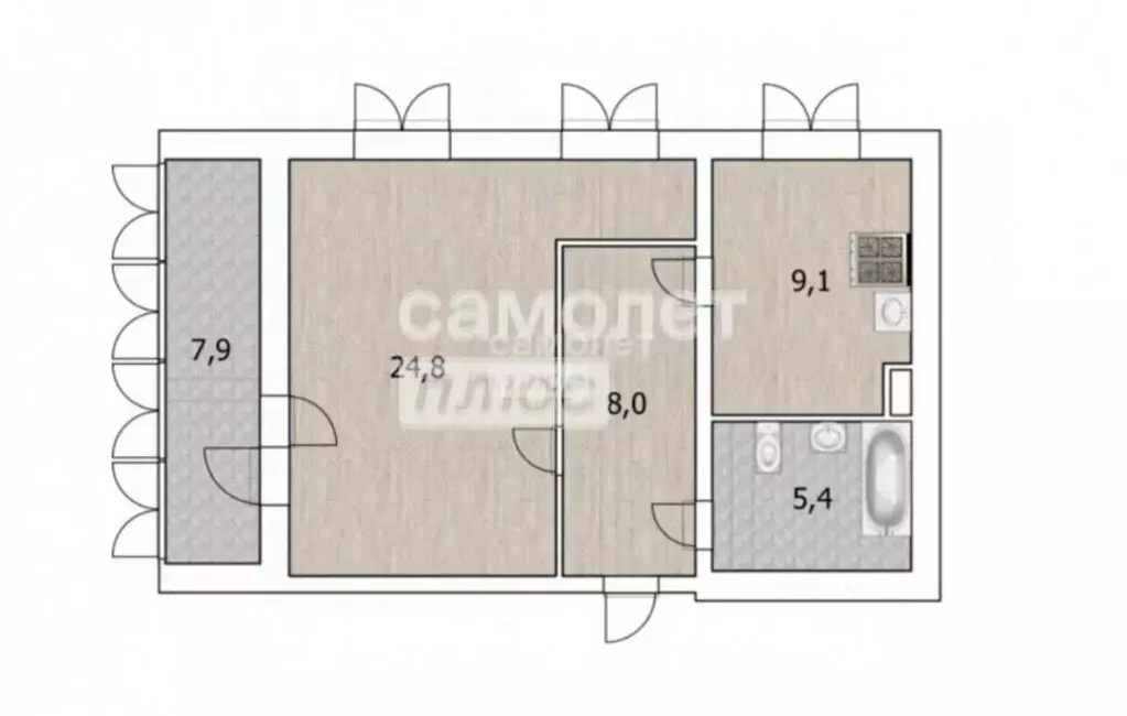 1-к кв. Краснодарский край, Туапсе Сочинская ул., 86 (55.0 м) - Фото 2