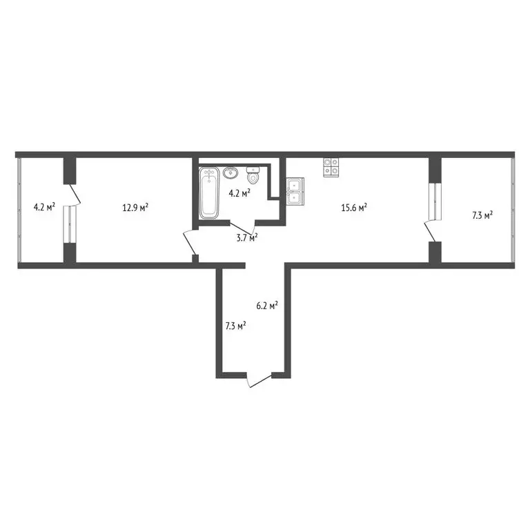 1-комнатная квартира: Ембаево, Бульварная улица, 7 (43.1 м) - Фото 1