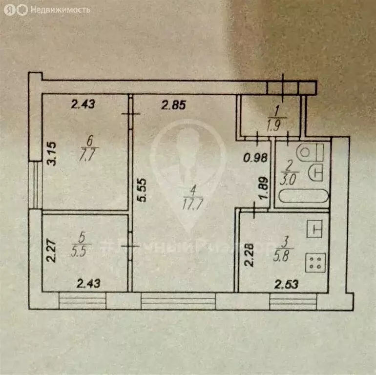 2-комнатная квартира: Рязань, улица Пушкина, 45к2 (41.6 м) - Фото 1