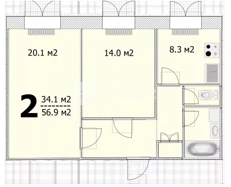 2-к кв. Москва проезд Кадомцева, 9 (56.9 м) - Фото 2