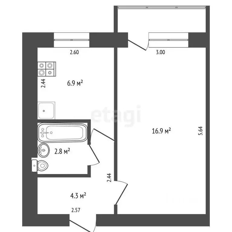 1-к кв. Смоленская область, Смоленск ул. Румянцева, 17 (31.0 м) - Фото 1