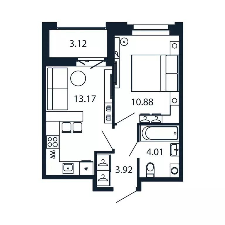 1-комнатная квартира: Новоселье, Центральная улица, 30к2 (31.6 м) - Фото 1