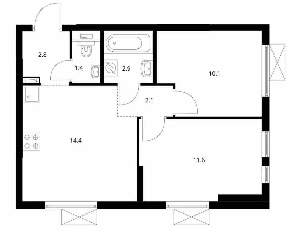 2-комнатная квартира: Котельники, микрорайон Белая Дача, 30 (45.7 м) - Фото 1