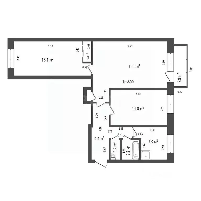 3-к кв. Красноярский край, Боготол ул. 40 лет Октября, 27 (59.5 м) - Фото 2