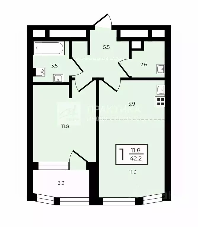 1-к кв. Москва Нагатинская наб., 4Бк1 (40.6 м) - Фото 2