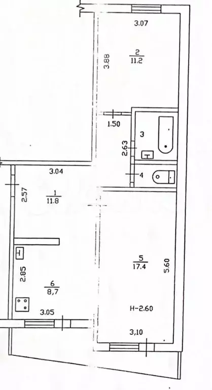 2-к. квартира, 53,1 м, 2/5 эт. - Фото 0