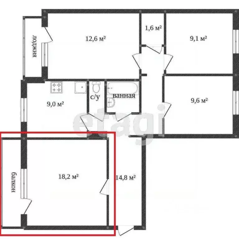 Комната Хабаровский край, Комсомольск-на-Амуре Зейская ул., 16 (18.3 ... - Фото 2