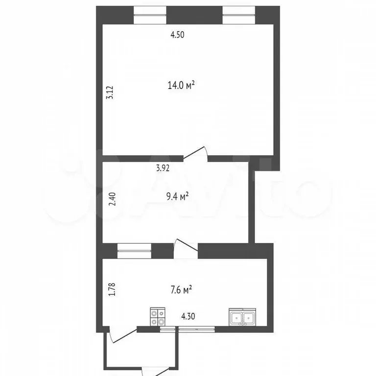 2-к. квартира, 33 м, 1/1 эт. - Фото 0