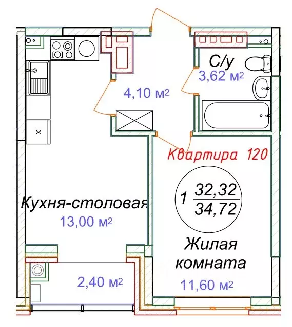 1-к кв. Ставропольский край, Минеральные Воды  (34.72 м) - Фото 0