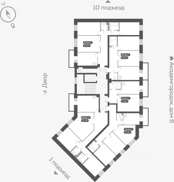 3-к кв. Красноярский край, Красноярск ул. Академгородок, 74 (76.3 м) - Фото 1