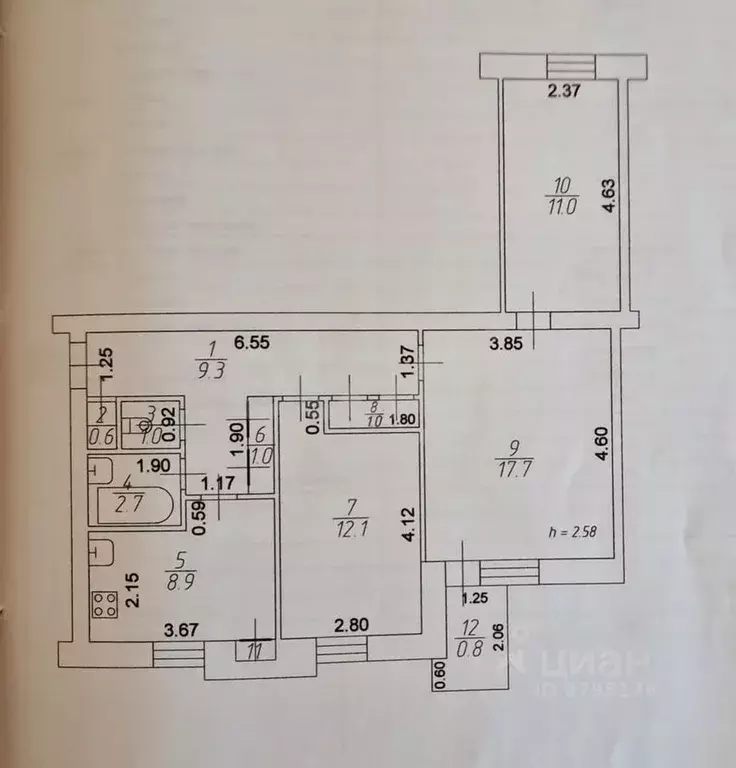 3-к кв. Татарстан, Казань Теплично-комбинатская ул., 10 (65.6 м) - Фото 1