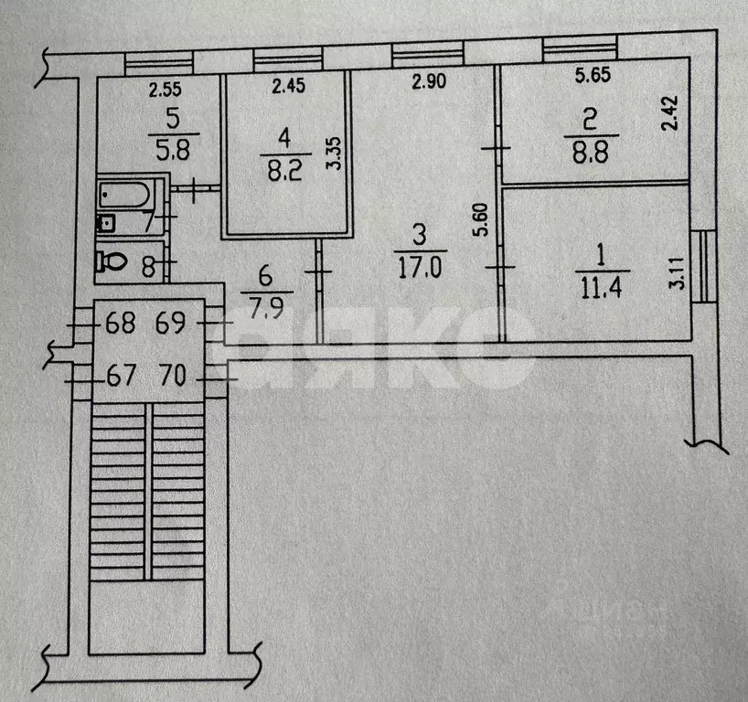 Квартира, 4 комнаты, 64 м - Фото 1