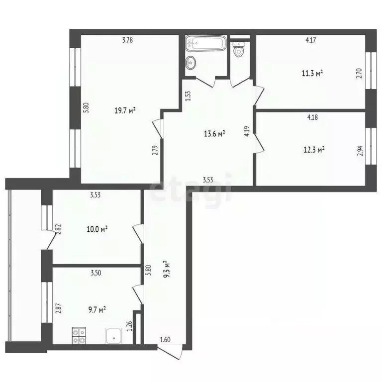 4-к кв. Тюменская область, Тюмень Широтная ул., 156/1 (89.5 м) - Фото 1