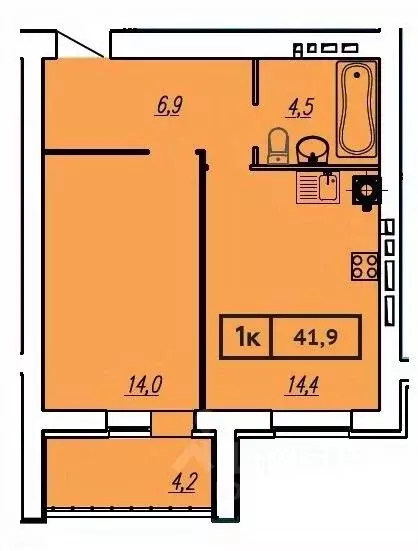 1-к кв. Ивановская область, Иваново ул. Постышева, 8А (41.9 м) - Фото 1