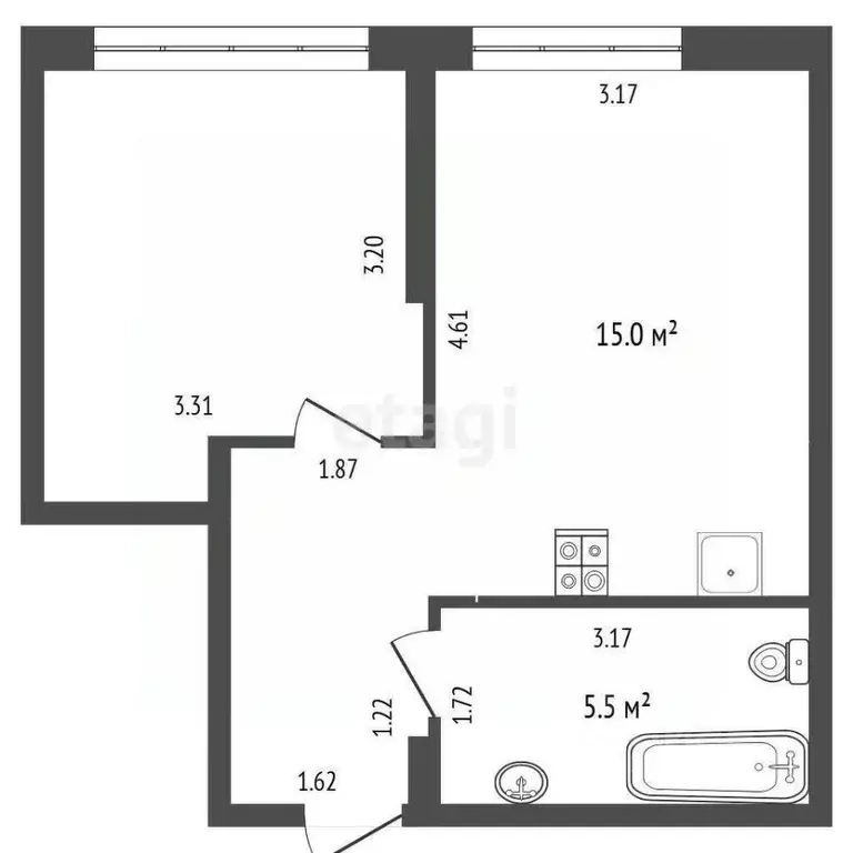 1-к кв. Тюменская область, Тюмень ул. Тимирязева, 8к1 (36.8 м) - Фото 2