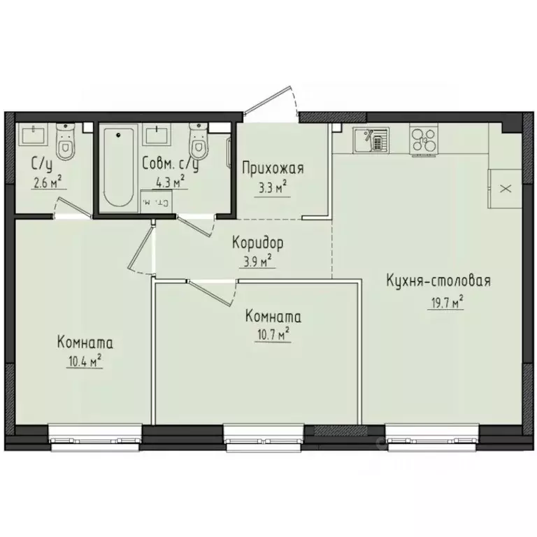 2-к кв. Удмуртия, Завьяловский район, с. Первомайский ул. Строителя ... - Фото 1
