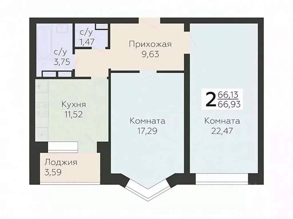 2-к кв. Орловская область, Орел ул. Панчука, 83Б (66.93 м) - Фото 0