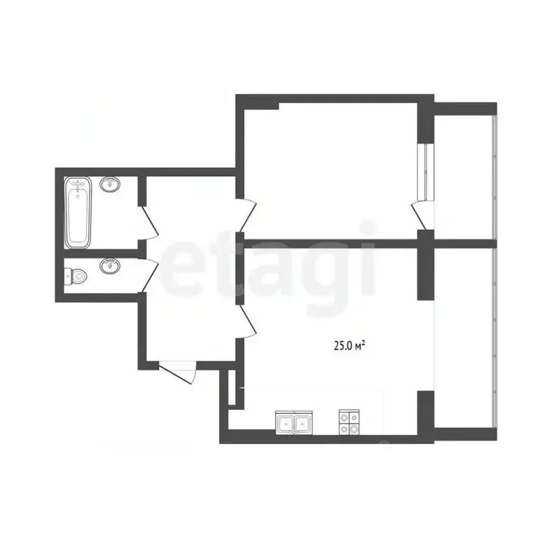 1-к кв. Тюменская область, Тюмень ул. Николая Зелинского, 5 (48.2 м) - Фото 2