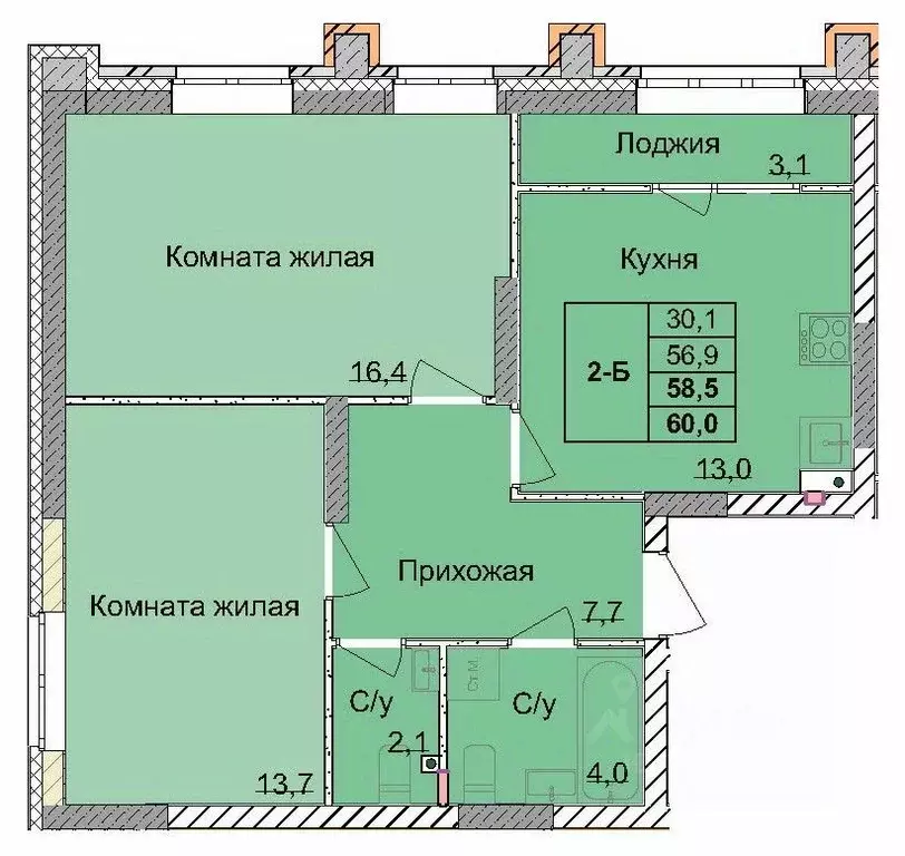 2-к кв. Нижегородская область, Нижний Новгород 1-я Оранжерейная ул. ... - Фото 0
