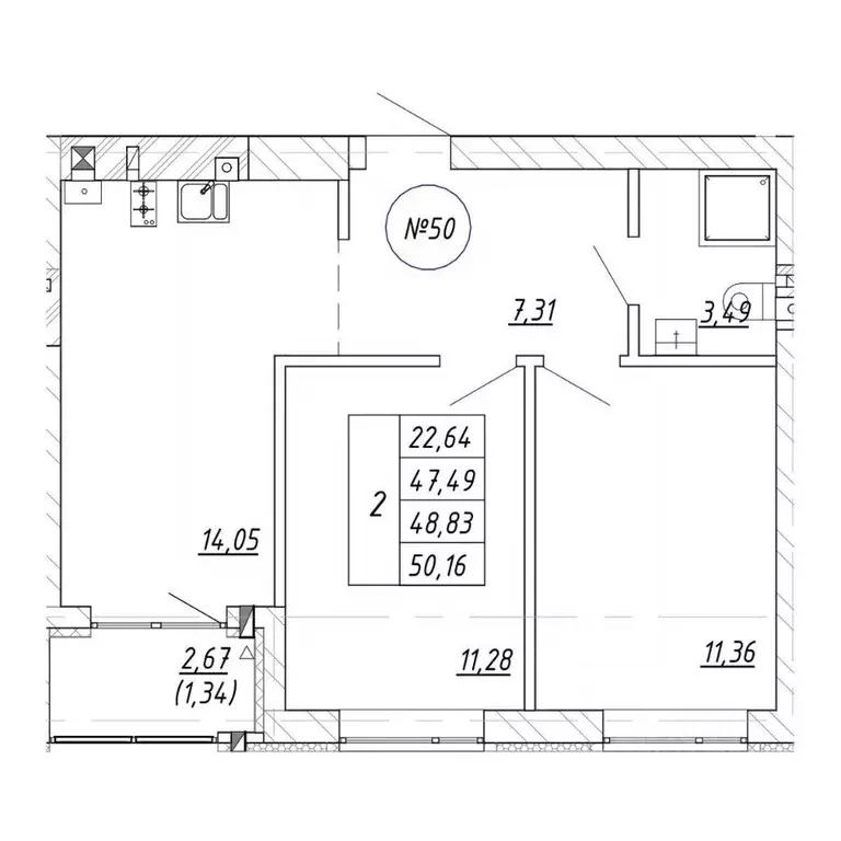2-к кв. Калининградская область, Зеленоградск  (50.16 м) - Фото 1