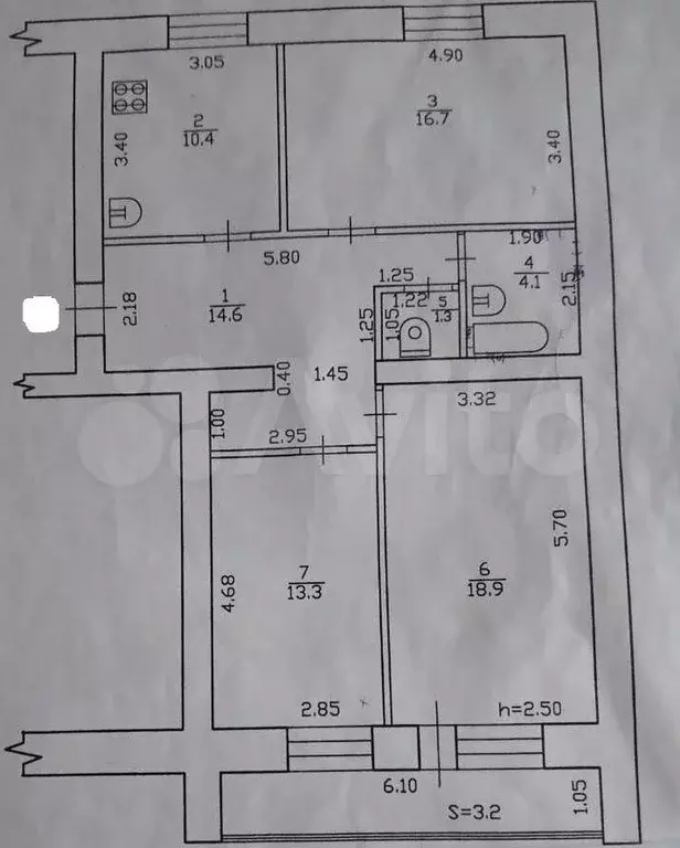 3-к. квартира, 84 м, 3/5 эт. - Фото 0