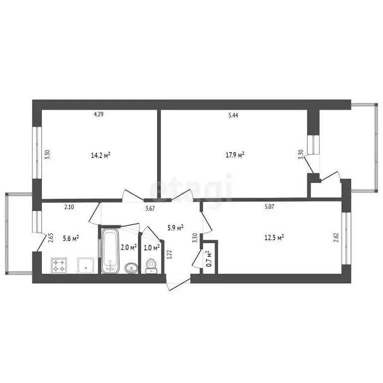 3-комнатная квартира: Прохладный, улица Головко, 52 (59.8 м) - Фото 1