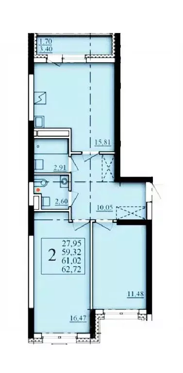 2-к кв. Башкортостан, Уфа Затон-Восточный жилрайон, Паруса жилой ... - Фото 1