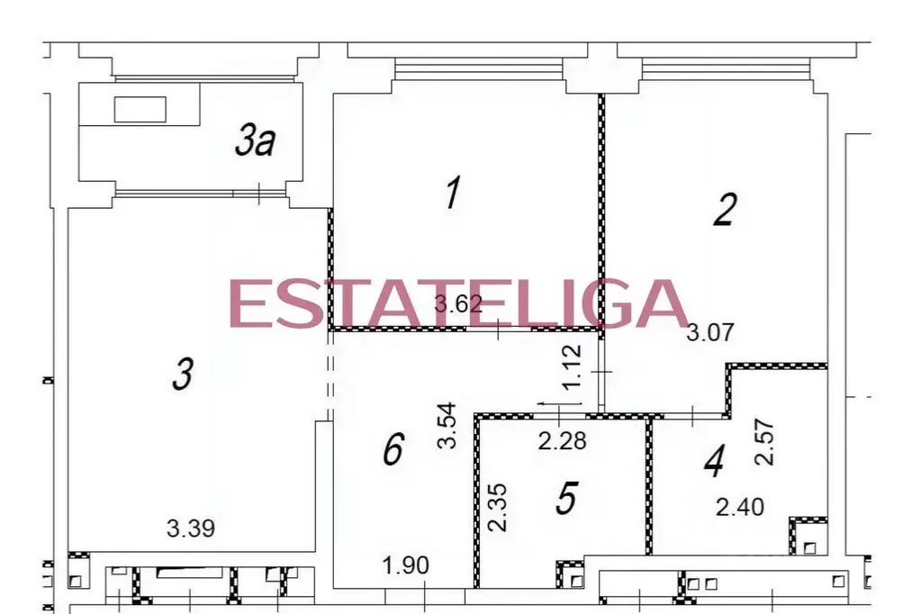 3-к кв. Москва Жилой комплекс остров, 6-й кв-л, к6 (62.2 м) - Фото 2