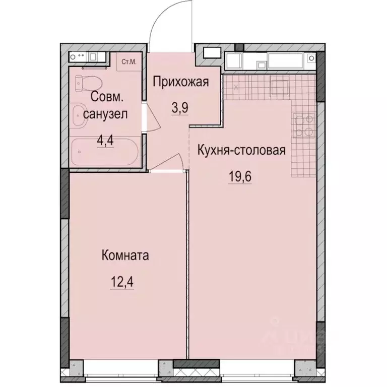 1-к кв. Татарстан, Казань Ферма-2 жилмассив,  (40.3 м) - Фото 1