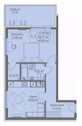 1-к кв. Ленинградская область, Выборг наб. Адмирала Чичагова, 10 (49.9 ... - Фото 1