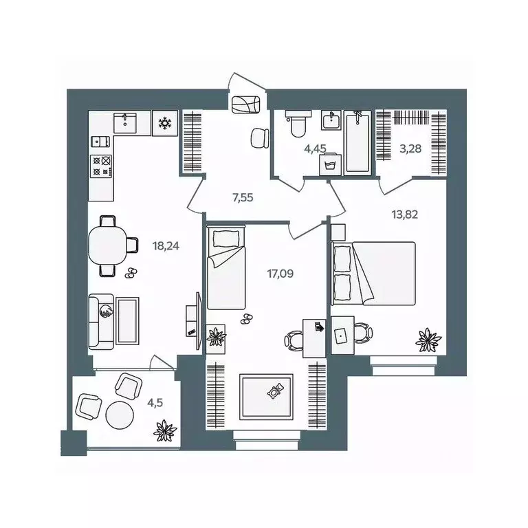 2-к кв. Ярославская область, Ярославль пос. Павловский, Волга-Лайф ... - Фото 1