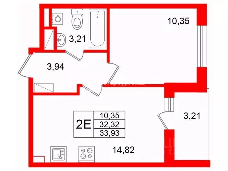 1-к кв. Санкт-Петербург ул. Ультрамариновая, 8 (32.8 м) - Фото 1