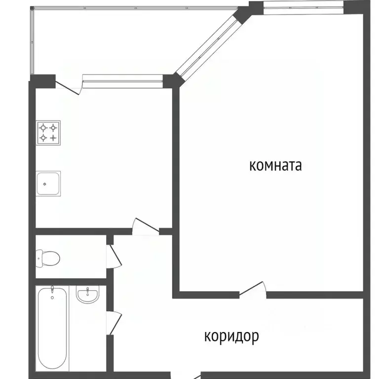 1-к кв. Ханты-Мансийский АО, Сургут Югорская ул., 13 (38.9 м) - Фото 1