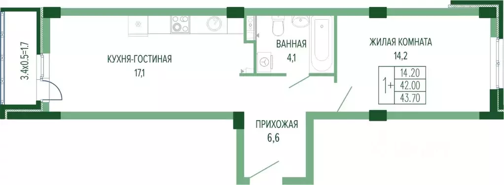 1-к кв. Краснодарский край, Краснодар Круговая ул., 4/1 (44.9 м) - Фото 0