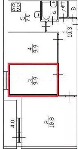 Комната 9,9м в 3-к., 2/9эт. - Фото 1